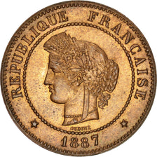 FRANCE, Cérès, 5 Centimes, 1887, Paris, KM #821.1, MS(60-62), Bronze, Gadoury #.