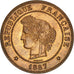 FRANCE, Cérès, 5 Centimes, 1887, Paris, KM #821.1, MS(60-62), Bronze, Gadoury #.