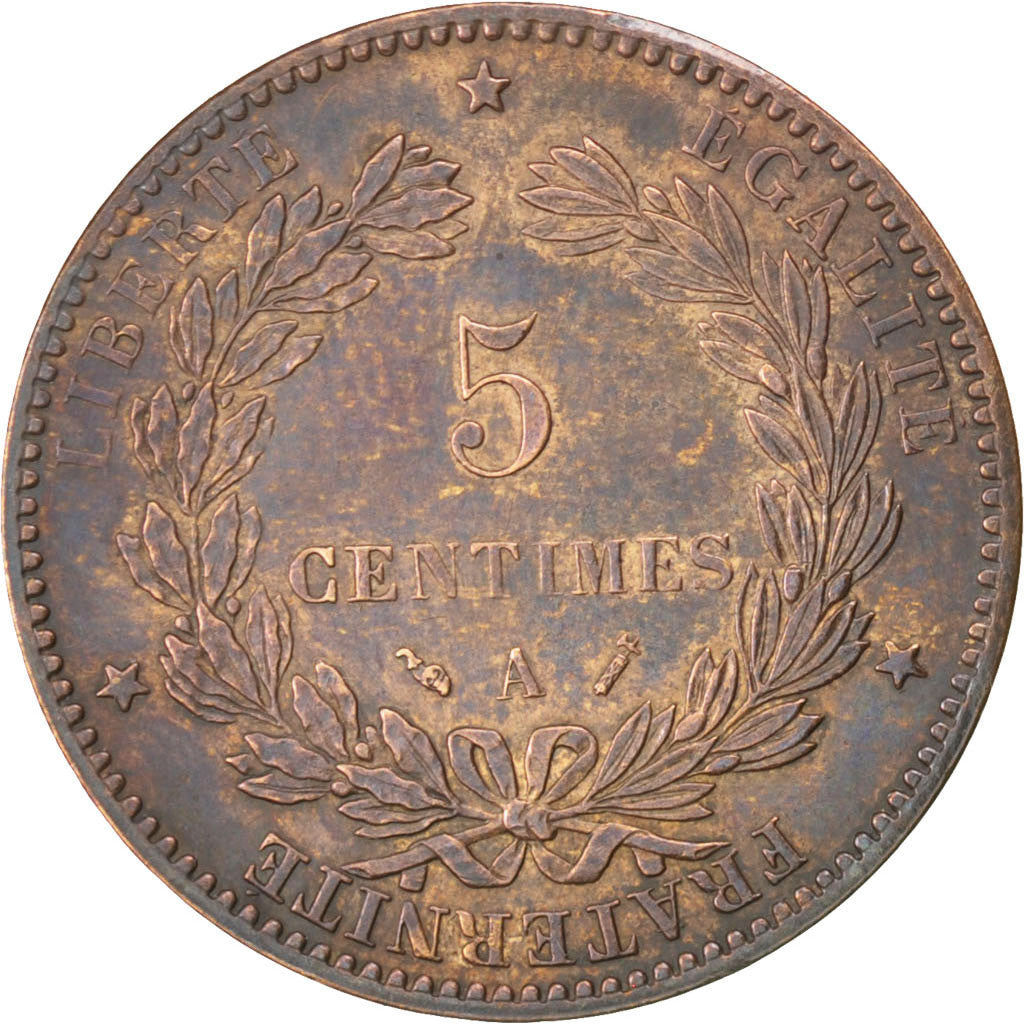 Coin, France, Cérès, 5 Centimes, 1890, Paris, AU(50-53), Bronze, KM:821.1