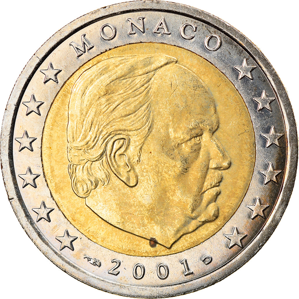 Monaco, 2 Euro, 2001, MS(63), Bi-Metallic, KM:186