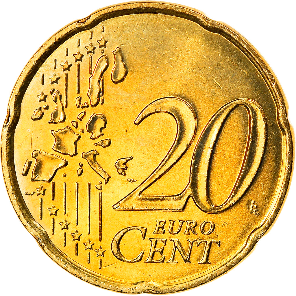 Monaco, 20 Euro Cent, 2001, Paris, MS(63), Brass, KM:171