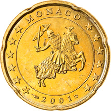 Monaco, 20 Euro Cent, 2001, Paris, MS(63), Brass, KM:171