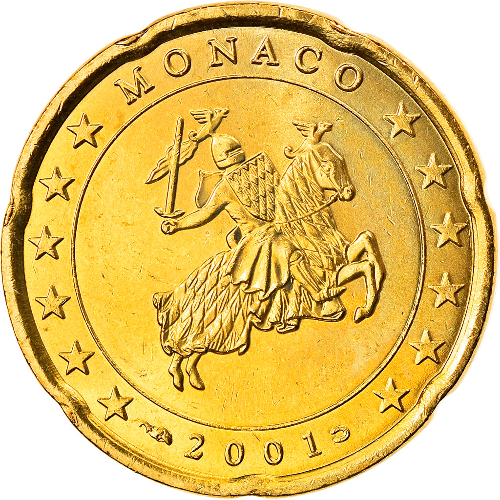 Monaco, 20 Euro Cent, 2001, Paris, SPL, Ottone, KM:171