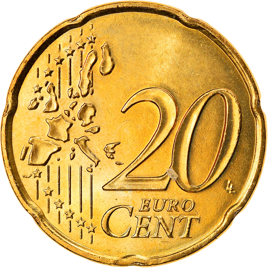 Monaco, 20 Euro Cent, 2001, Paris, UNZ, Messing, KM:171