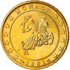 Monaco, 10 Euro Cent, 2001, Paris, MS(63), Brass, KM:170