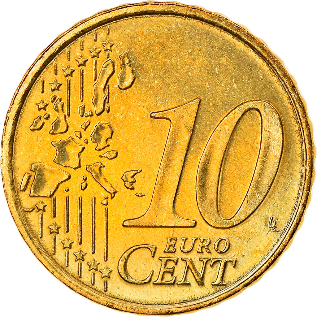 Monaco, 10 Euro Cent, 2001, Paris, MS(63), Brass, KM:170