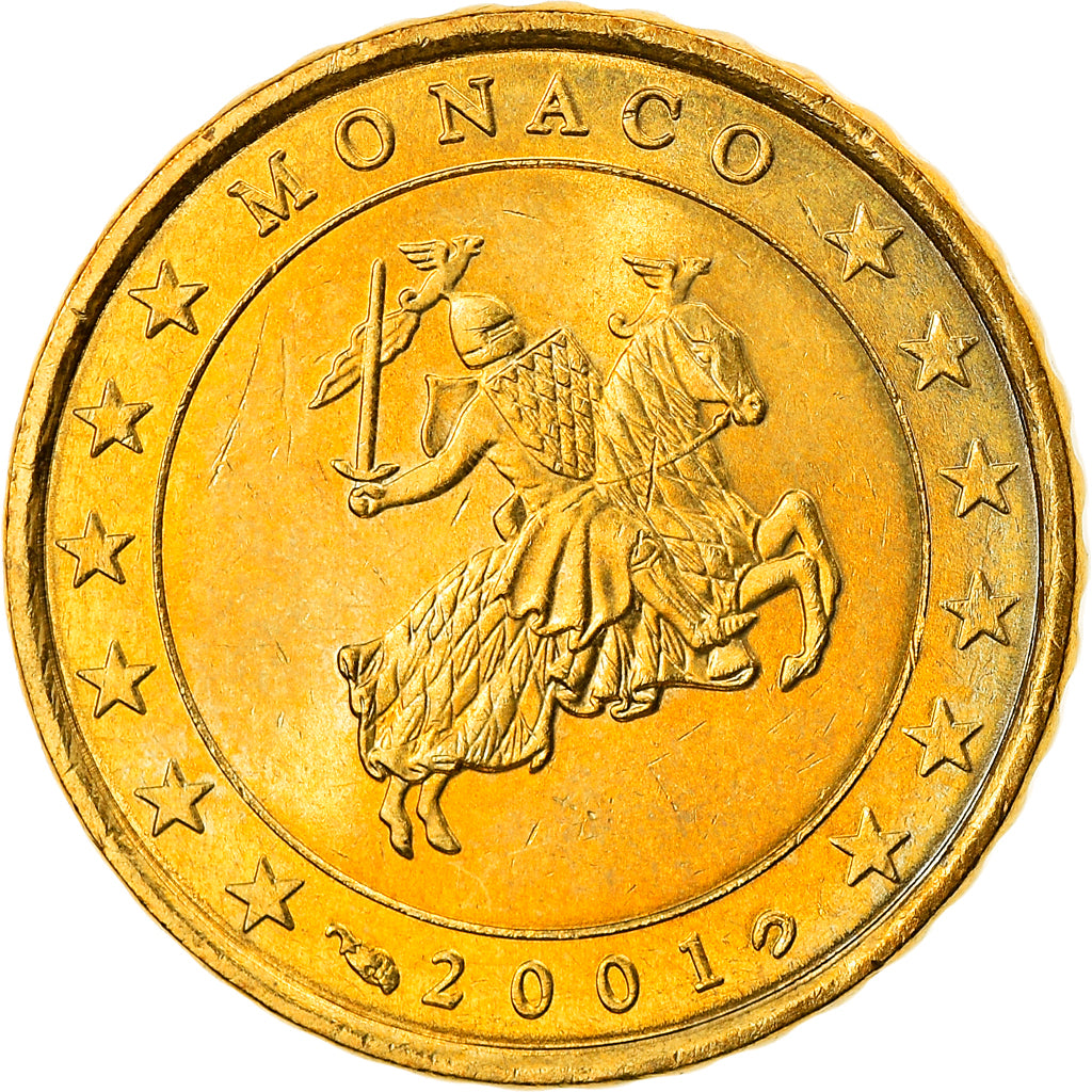 Monaco, 10 Euro Cent, 2001, Paris, MS(63), Mosiądz, KM:170