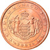 Monaco, 5 Euro Cent, 2001, Paris, MS(63), Copper Plated Steel, KM:169