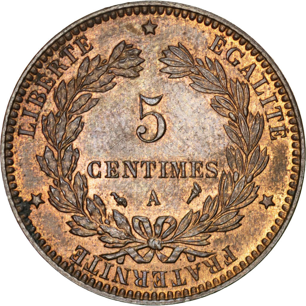 Coin, France, Cérès, 5 Centimes, 1897, Paris, MS(60-62), Bronze, KM:821.1