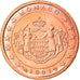 Monaco, Euro Cent, 2001, Paris, MS(63), Copper Plated Steel, KM:167