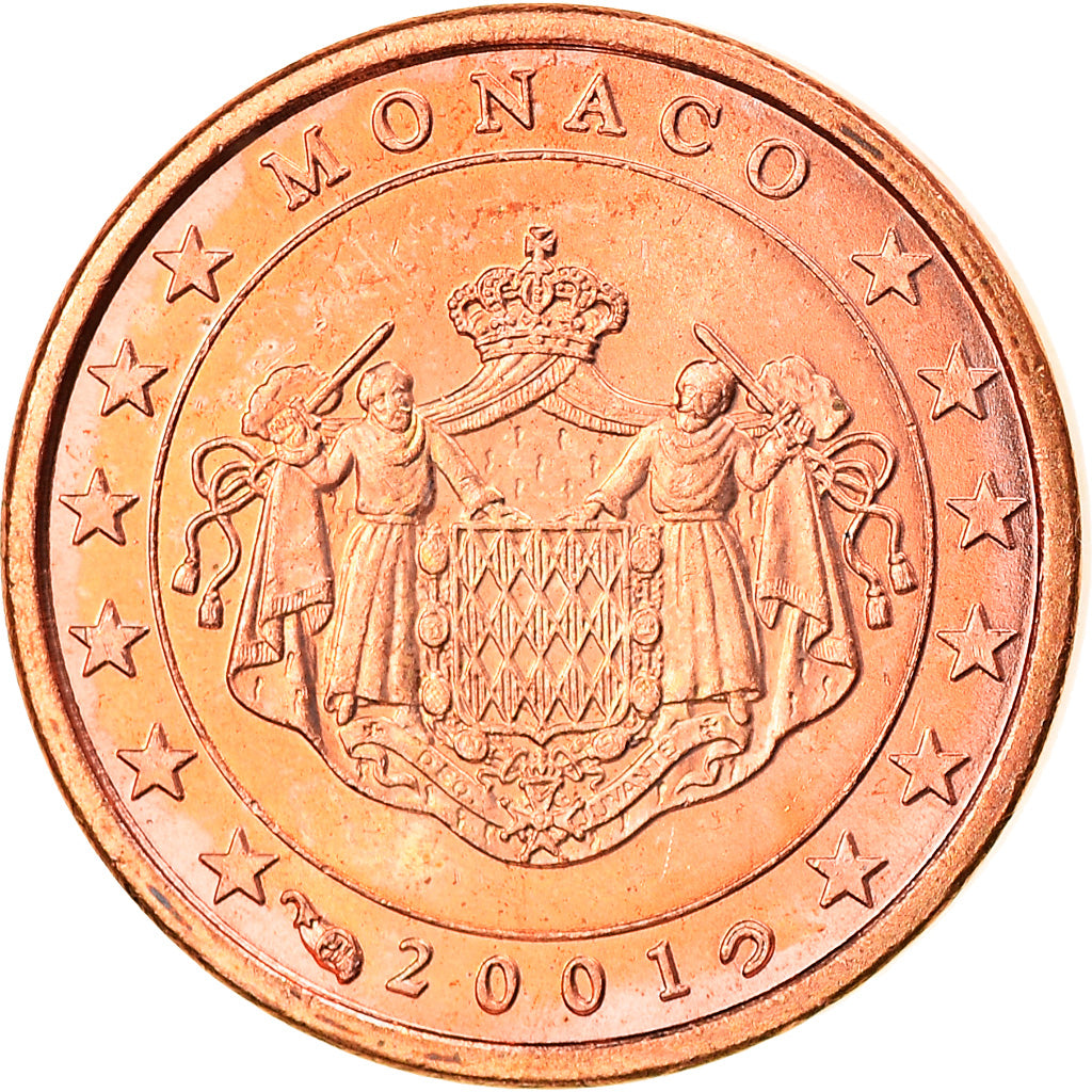 Monaco, Euro Cent, 2001, Paris, MS(63), Copper Plated Steel, KM:167