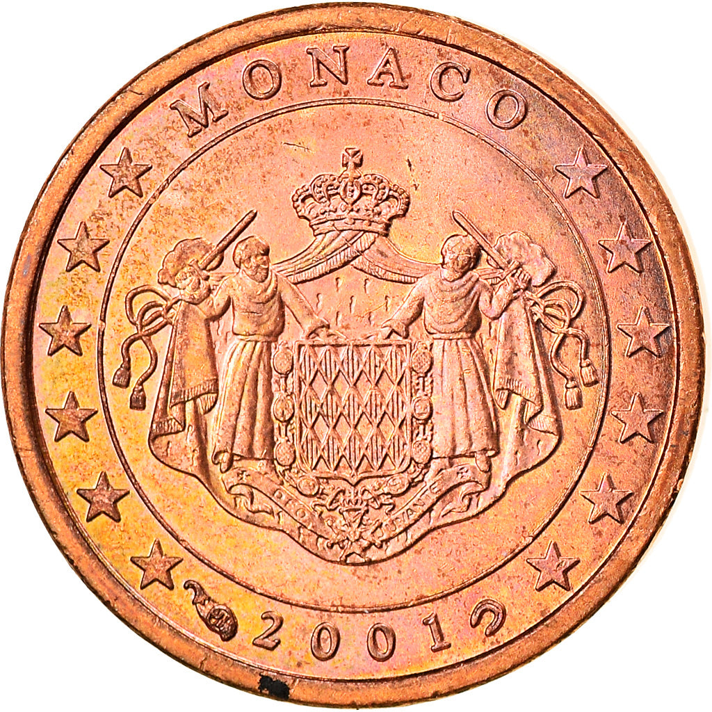 Monaco, Euro Cent, 2001, Paris, MS(63), Copper Plated Steel, KM:167