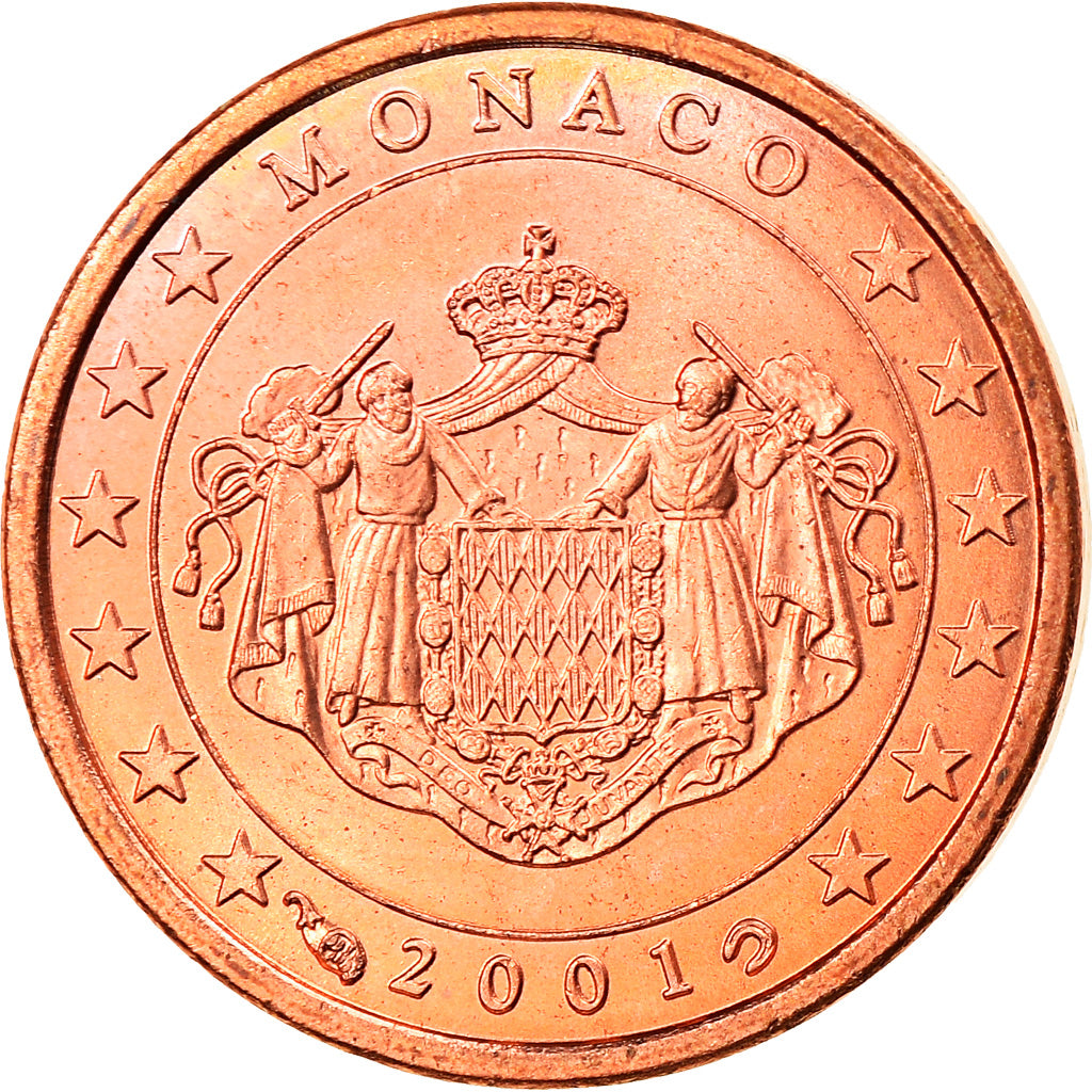 Monaco, Euro Cent, 2001, Paris, MS(63), Copper Plated Steel, KM:167