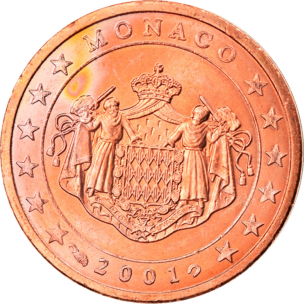 Monaco, 2 Euro Cent, 2001, SPL, Acciaio placcato rame, KM:168