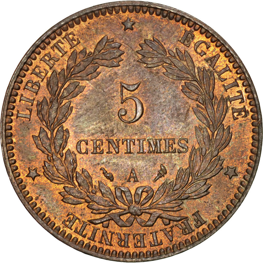 FRANCE, Cérès, 5 Centimes, 1897, Paris, KM #821.1, MS(60-62), Bronze, Gadoury #.