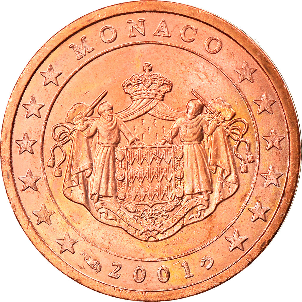 Monaco, 2 Euro Cent, 2001, MS(63), Copper Plated Steel, KM:168