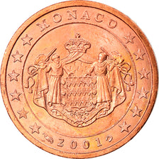 Monaco, 2 Euro Cent, 2001, MS(63), Copper Plated Steel, KM:168