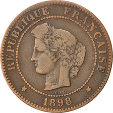 FRANCE, Cérès, 5 Centimes, 1898, Paris, KM #821.1, VF(20-25), Bronze, Gadoury #.