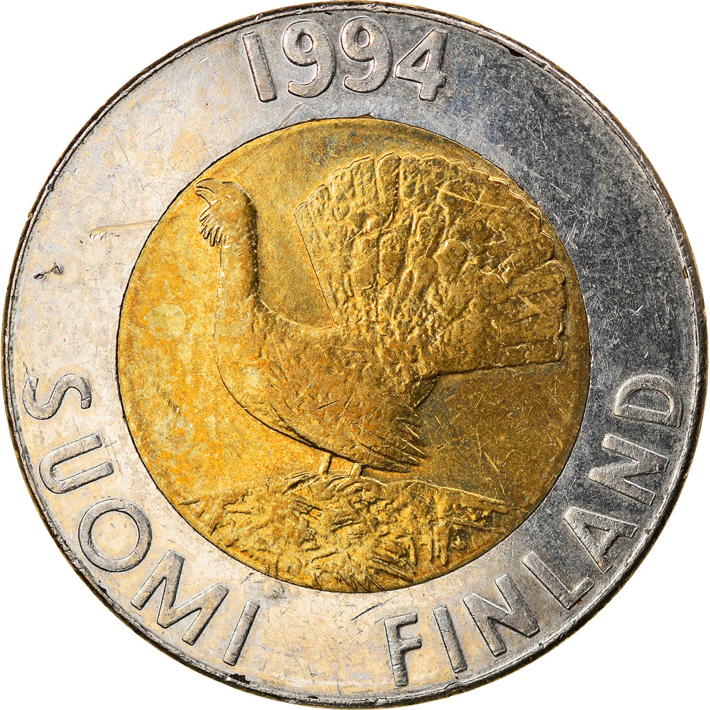 Moeda, Finlândia, 10 Markkaa, 1994, EF(40-45), Bimetálico, KM:77