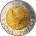 Moeda, Finlândia, 10 Markkaa, 1994, EF(40-45), Bimetálico, KM:77
