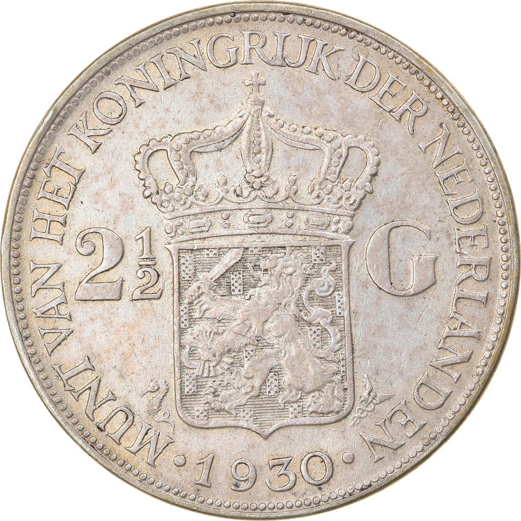 Munten, Nederland, Wilhelmina I, 2-1/2 Gulden, 1930, FR+, Zilver, KM:165