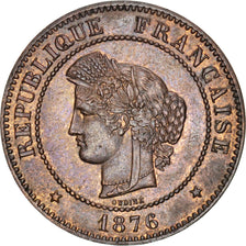 FRANCE, Cérès, 5 Centimes, 1876, Bordeaux, KM #821.2, AU(55-58), Bronze, Gadoury