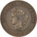 FRANCE, Cérès, 5 Centimes, 1877, Bordeaux, KM #821.2, EF(40-45), Bronze, Gadoury
