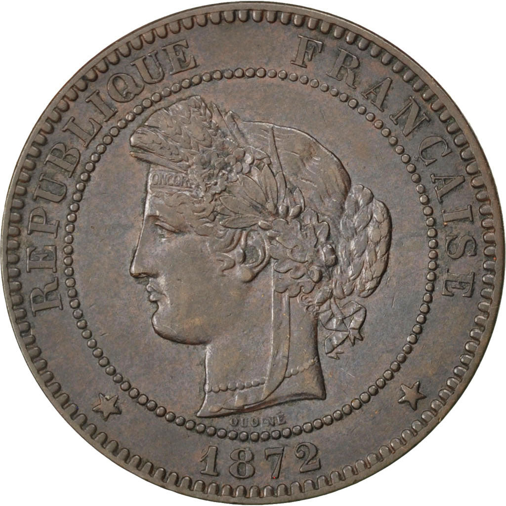 Coin, France, Cérès, 10 Centimes, 1872, Bordeaux, EF(40-45), Bronze, KM:815.2