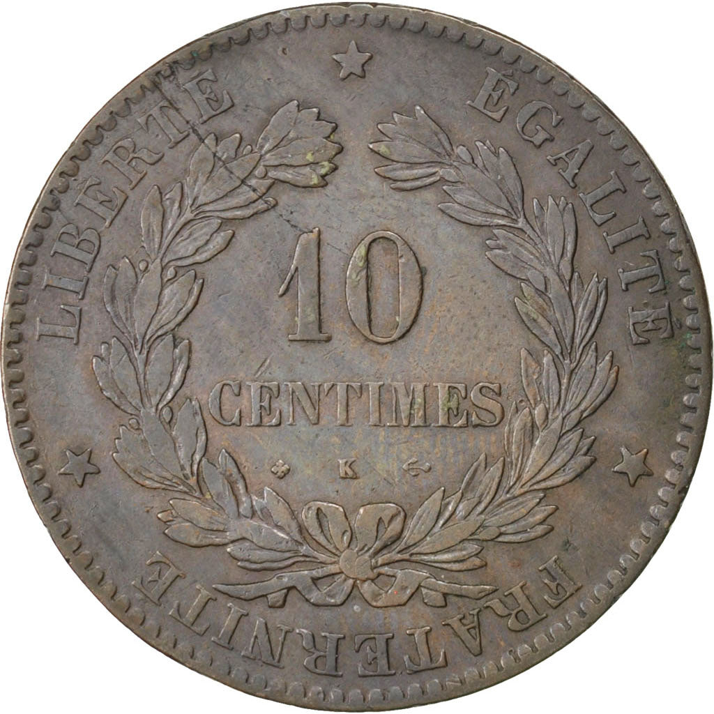 Coin, France, Cérès, 10 Centimes, 1872, Bordeaux, VF(30-35), Bronze, KM:815.2
