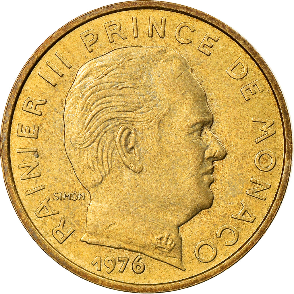 Coin, Monaco, Rainier III, 10 Centimes, 1976, EF(40-45), Aluminum-Bronze