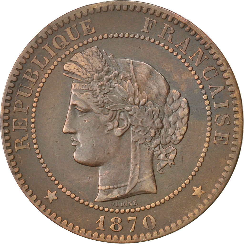 Francia, Cérès, 10 Centimes, 1870, Paris, BB, Bronzo, KM:815.1, Gadoury:265