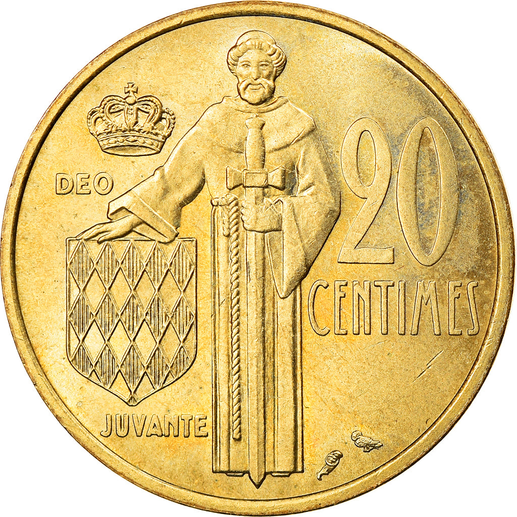 Coin, Monaco, Rainier III, 20 Centimes, 1974, EF(40-45), Aluminum-Bronze