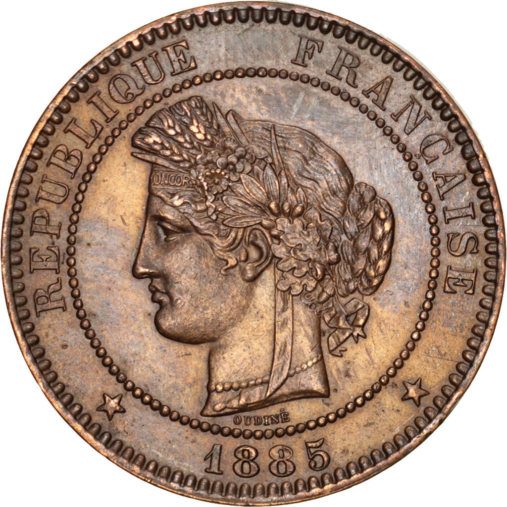 FRANCE, Cérès, 10 Centimes, 1885, Paris, KM #815.1, AU(55-58), Bronze, Gadoury #