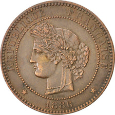 FRANCE, Cérès, 10 Centimes, 1886, Paris, KM #815.1, AU(50-53), Bronze, Gadoury #