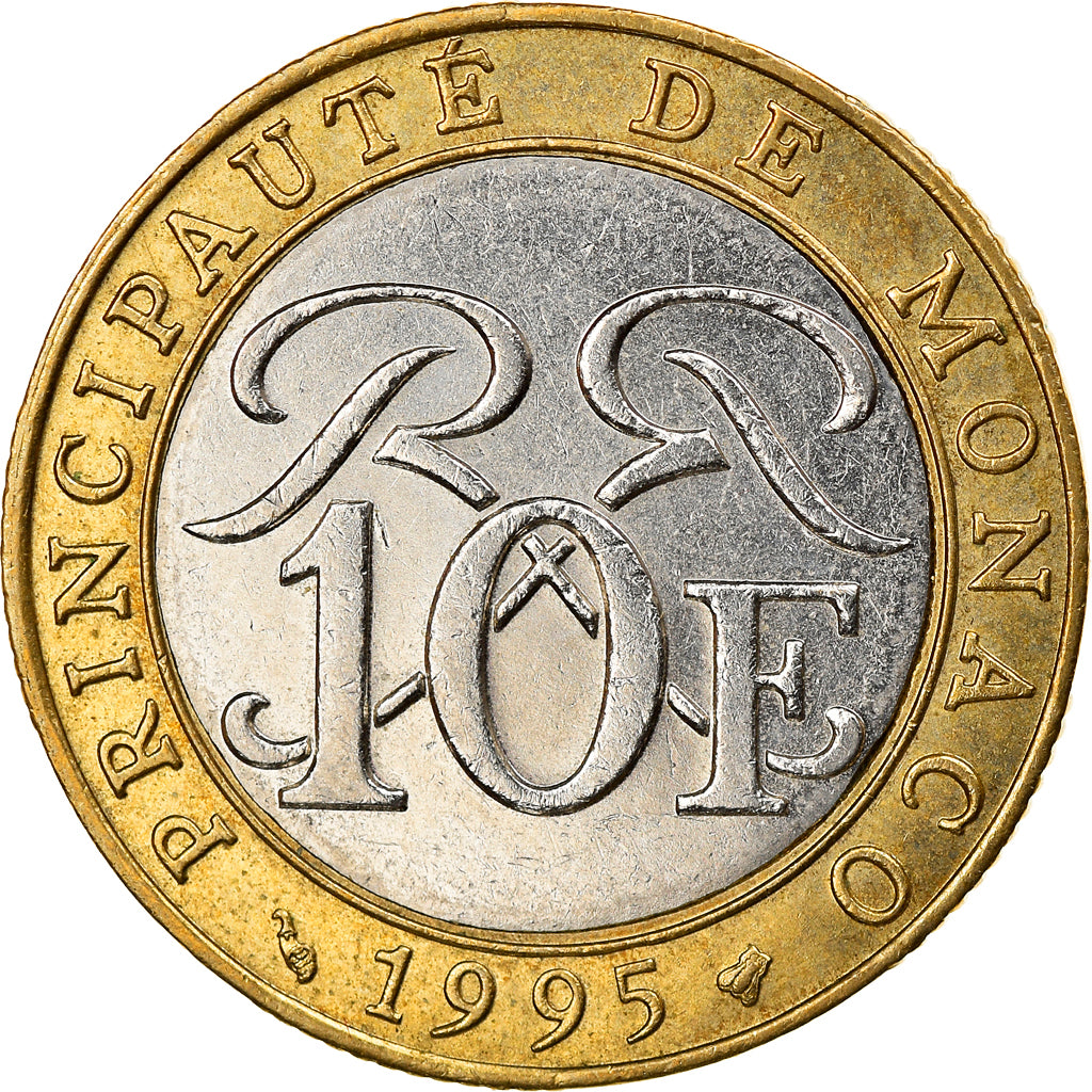 Coin, Monaco, Rainier III, 10 Francs, 1995, EF(40-45), Bi-Metallic, KM:163