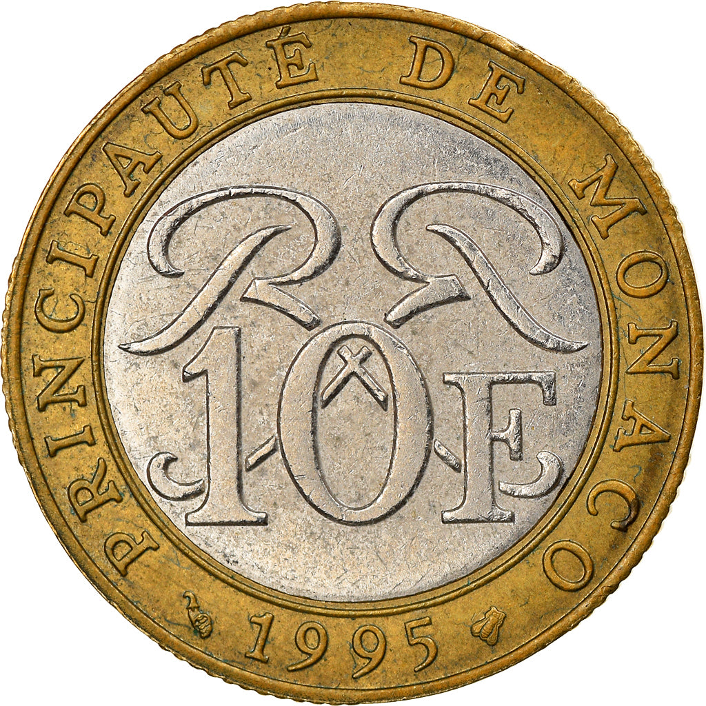 Coin, Monaco, Rainier III, 10 Francs, 1995, EF(40-45), Bi-Metallic, KM:163