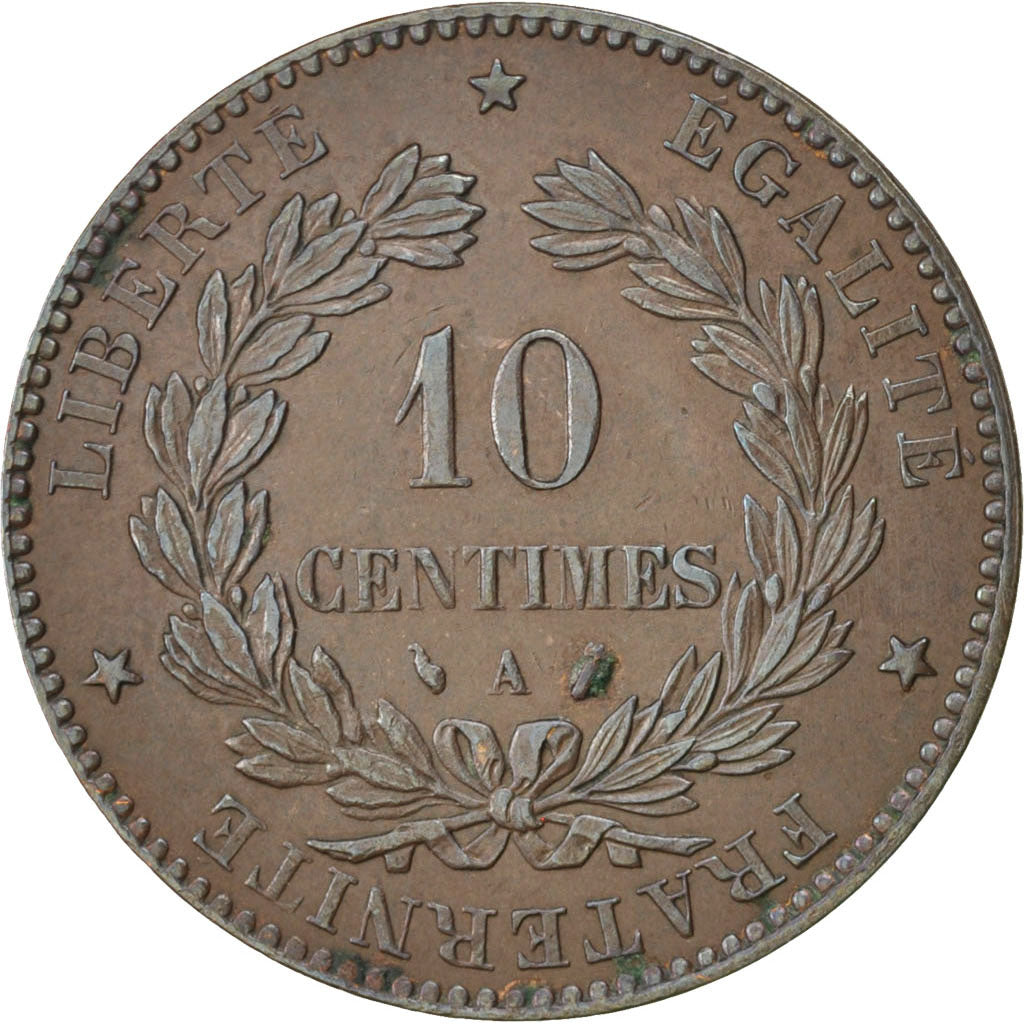 Coin, France, Cérès, 10 Centimes, 1886, Paris, AU(55-58), Bronze, KM:815.1