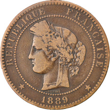 Moneda, Francia, Cérès, 10 Centimes, 1889, Paris, BC+, Bronce, KM:815.1