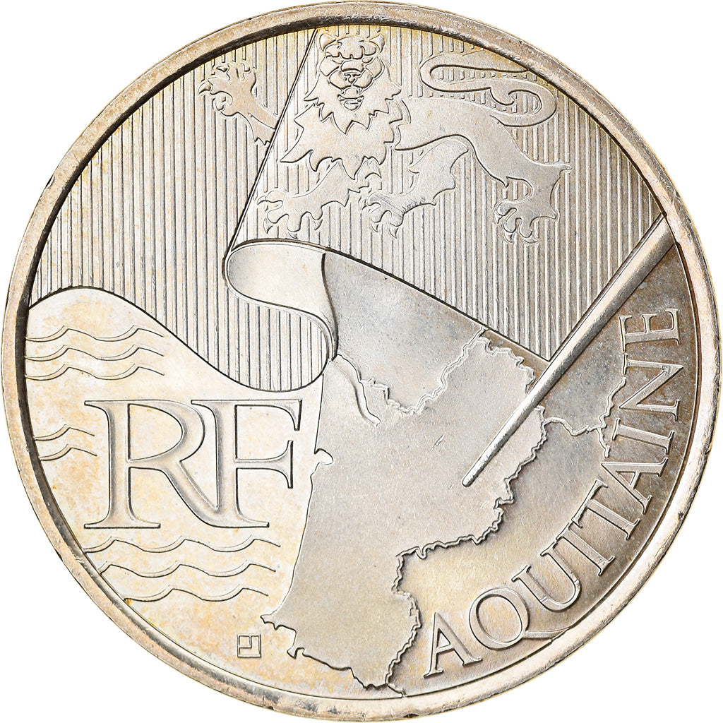 Francja, 10 Euro, Aquitaine, 2010, Paris, AU(50-53), Srebro, KM:1645
