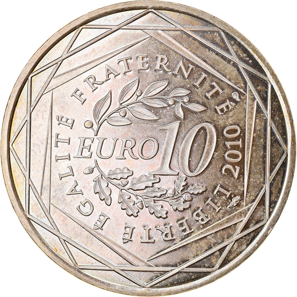 Francja, 10 Euro, Aquitaine, 2010, Paris, AU(50-53), Srebro, KM:1645