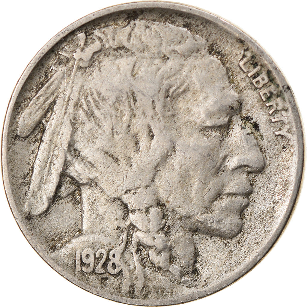 Monnaie, États-Unis, Buffalo Nickel, 5 Cents, 1928, U.S. Mint, Philadelphie
