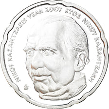 Greece, 10 Euro, Nikos Kazantzakis, 2007, Athens, MS(64), Silver, KM:224