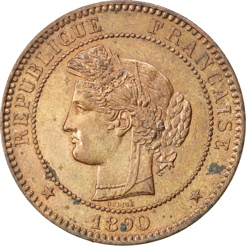 Coin, France, Cérès, 10 Centimes, 1890, Paris, AU(50-53), Bronze, KM:815.1