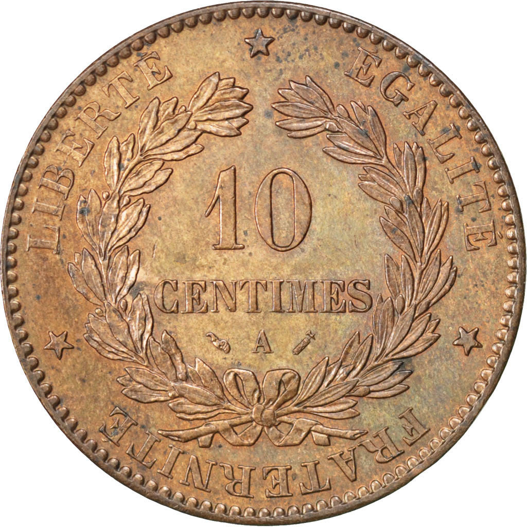 Coin, France, Cérès, 10 Centimes, 1890, Paris, AU(50-53), Bronze, KM:815.1