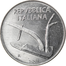 Coin, Italy, 10 Lire, 2001, Rome, MS(64), Aluminum, KM:93
