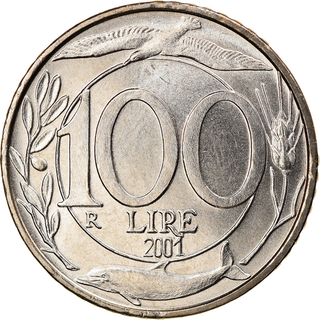 Coin, Italy, 100 Lire, 2001, Rome, MS(64), Copper-nickel, KM:159