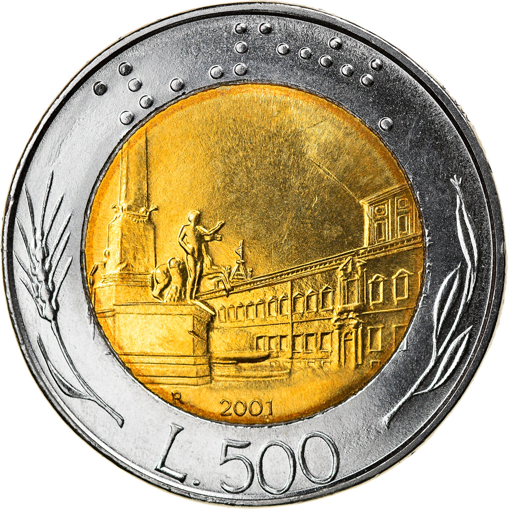 Coin, Italy, 500 Lire, 2001, Rome, MS(64), Bi-Metallic, KM:111