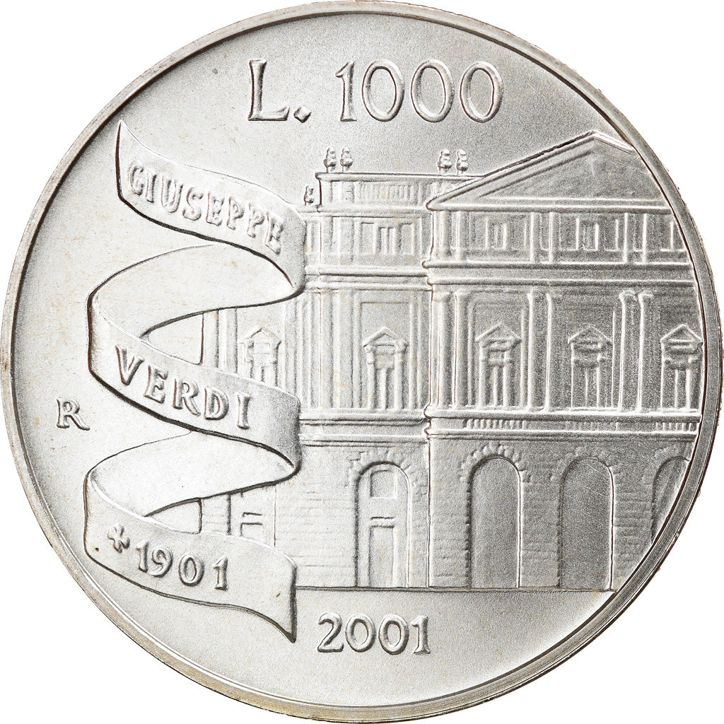 Coin, Italy, 1000 Lire, 2001, Rome, MS(64), Silver, KM:236