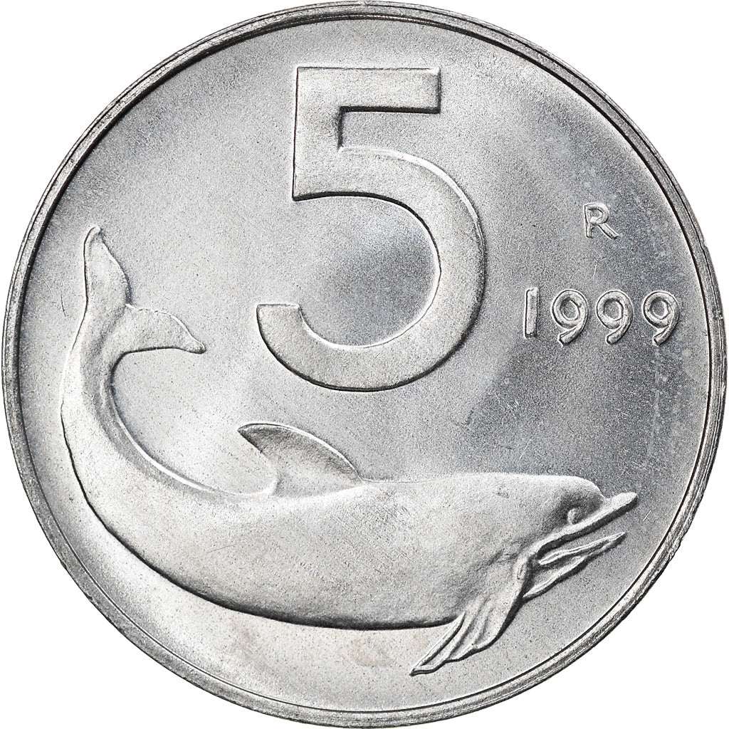 Coin, Italy, 5 Lire, 1999, Rome, MS(64), Aluminum, KM:92