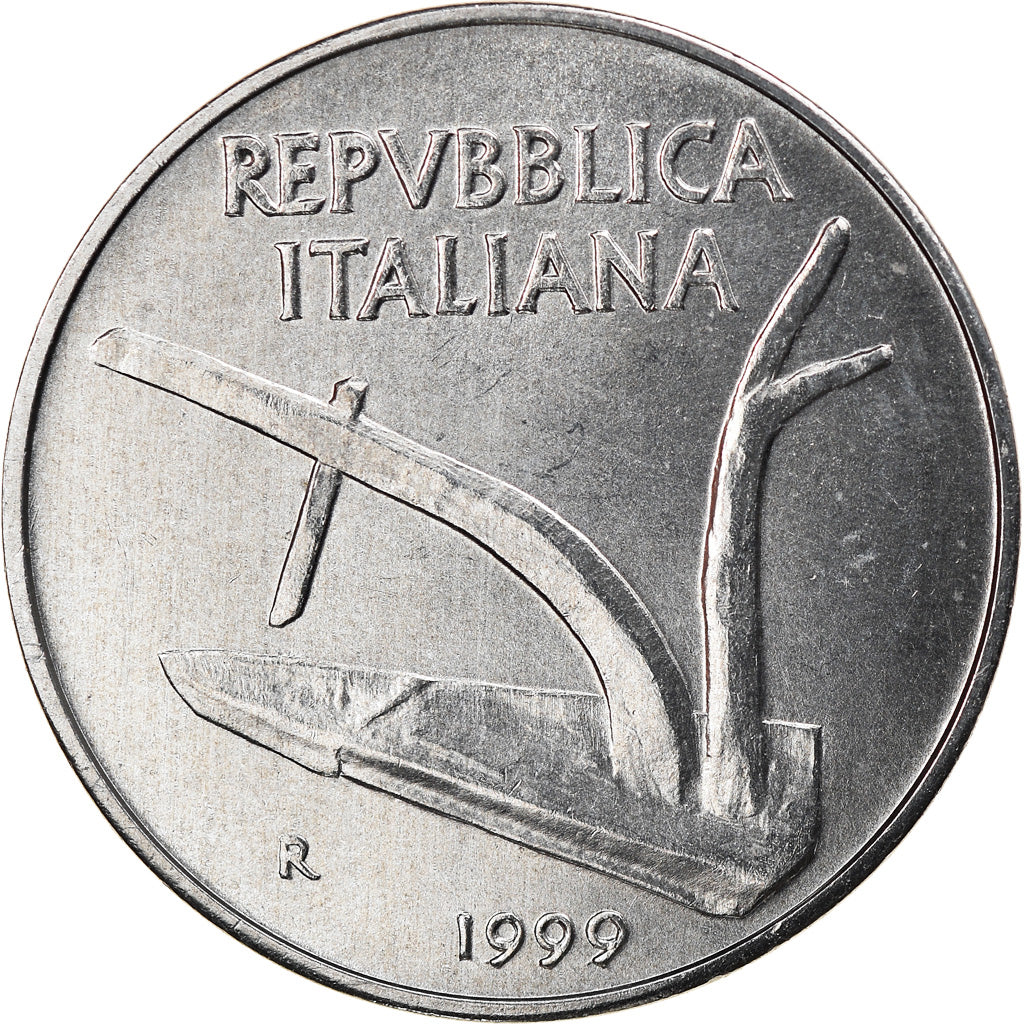 Coin, Italy, 10 Lire, 1999, Rome, MS(64), Aluminum, KM:93